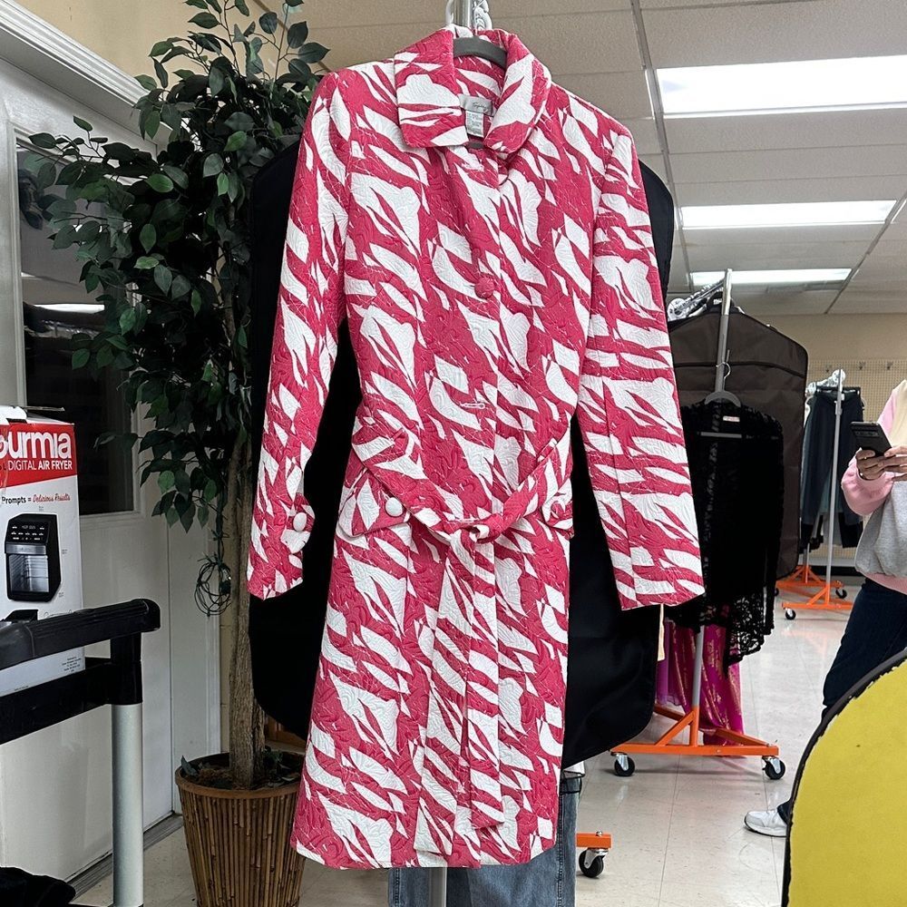 Spiegel Vibrant Pink and White Trench Coat